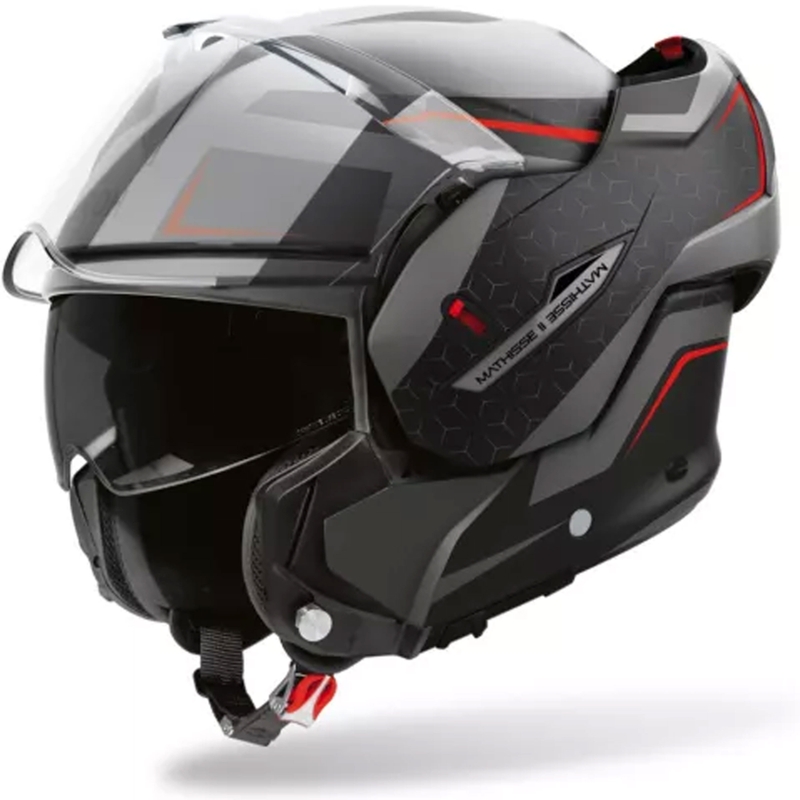 Kask motocyklowy Airoh Mathisse 2 Magnet flip-up matowy szaro-czarno-czerwony