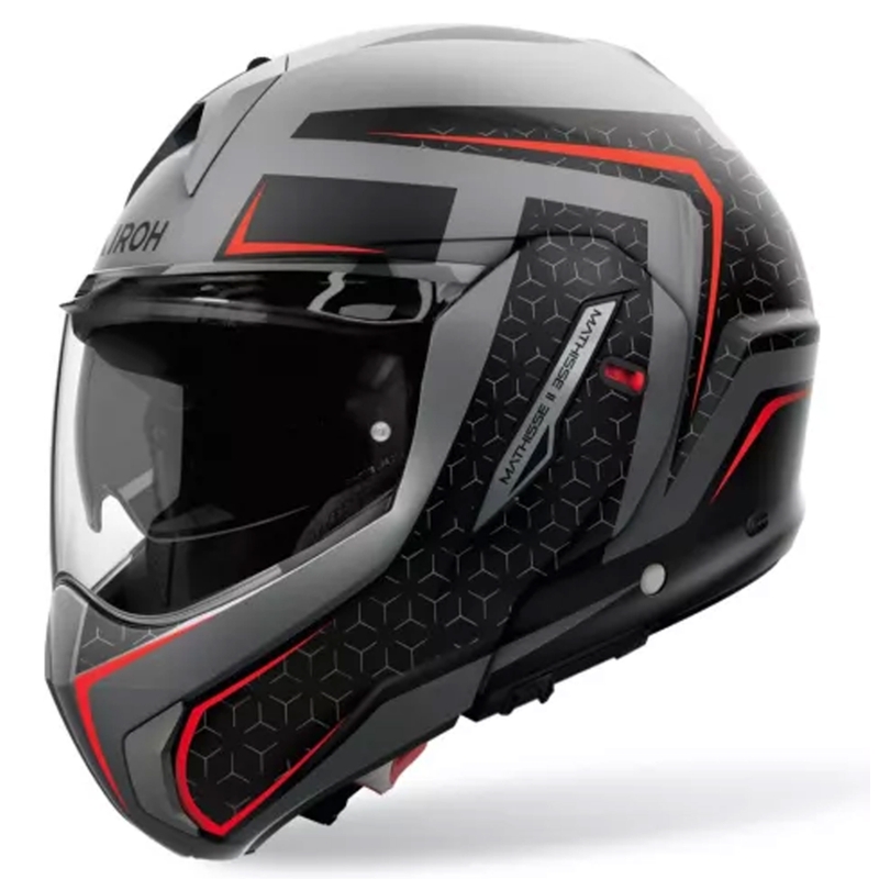 Kask motocyklowy Airoh Mathisse 2 Magnet flip-up matowy szaro-czarno-czerwony