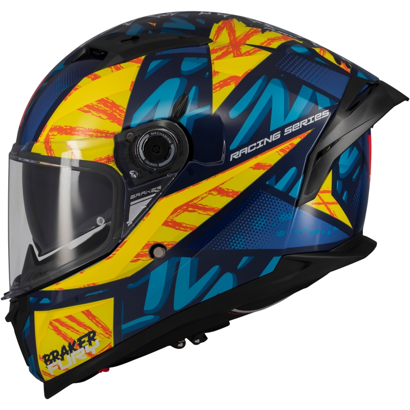Kask motocyklowy integralny MT Braker SV Fury niebiesko-żółty
