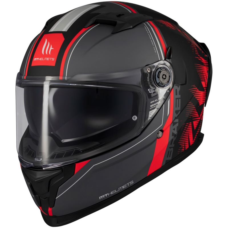 Kask motocyklowy integralny MT Braker SV Charm matowy czarno-czerwony