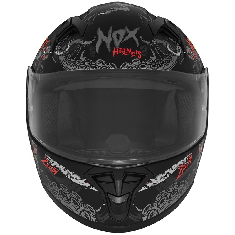 Kask motocyklowy integralny dziecięcy NOX N731 ZUMBI matowy czarno-czerwony