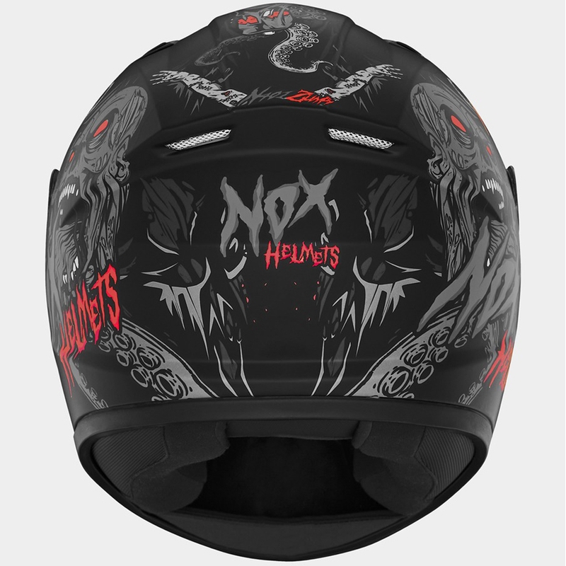 Kask motocyklowy integralny dziecięcy NOX N731 ZUMBI matowy czarno-czerwony