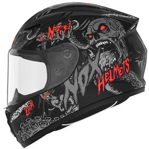 Kask motocyklowy integralny dziecięcy NOX N731 ZUMBI matowy czarno-czerwony