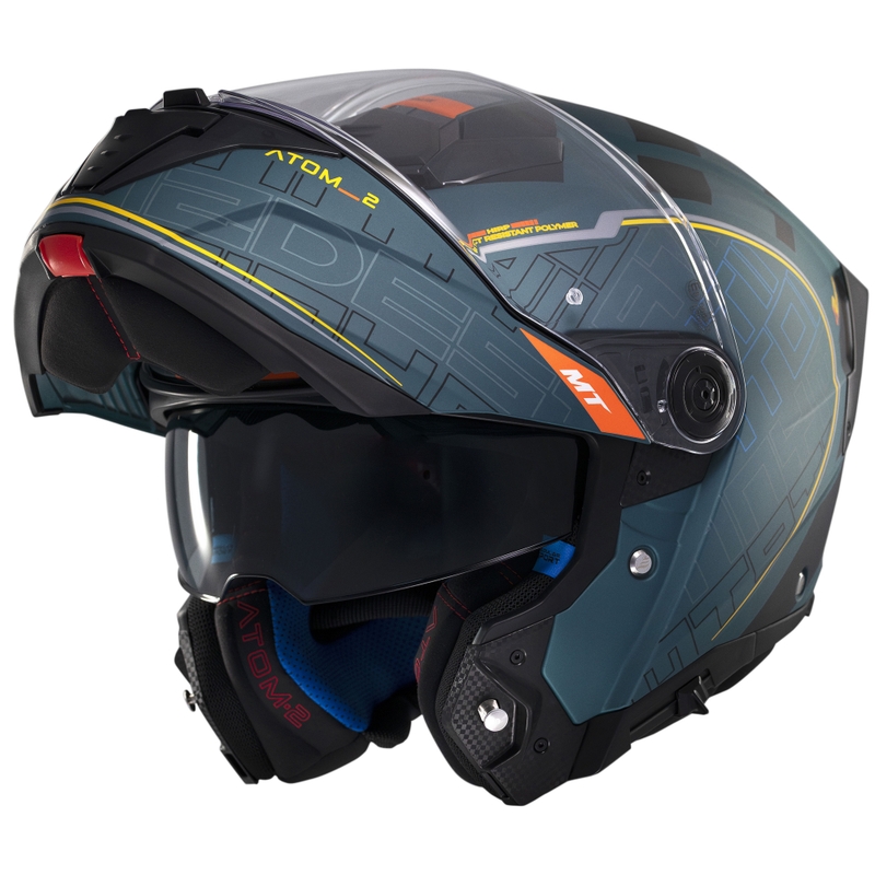 Kask motocyklowy typu flip-up MT Atom 2 SV Destiny matowy zielono-czarny