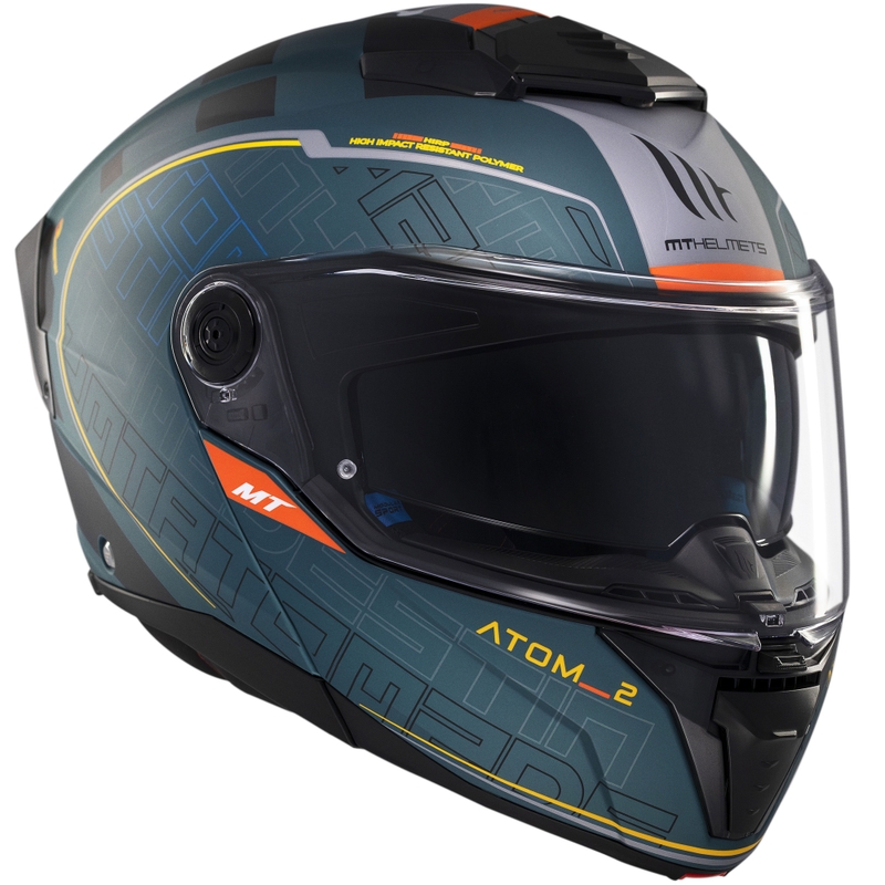 Kask motocyklowy typu flip-up MT Atom 2 SV Destiny matowy zielono-czarny