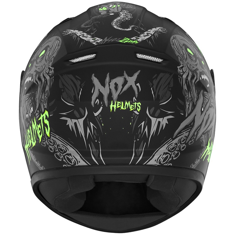 Kask motocyklowy integralny dziecięcy NOX N731 ZUMBI matowy czarno-zielony