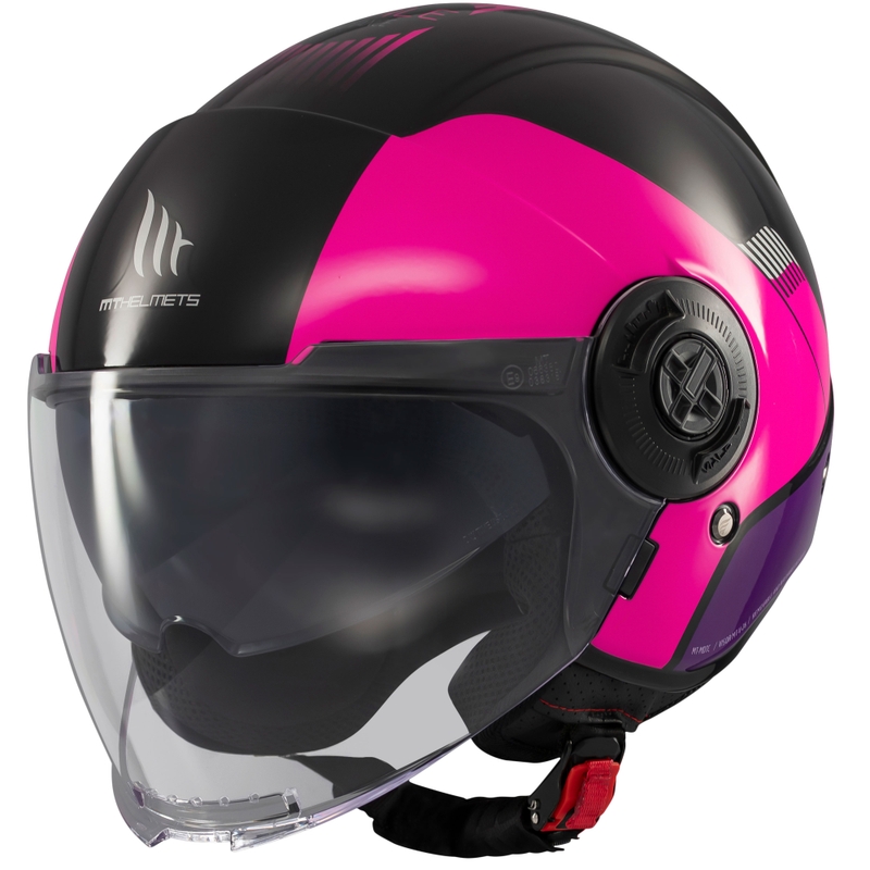 Kask motocyklowy otwarty MT Viale SV S Advance czarno-różowy