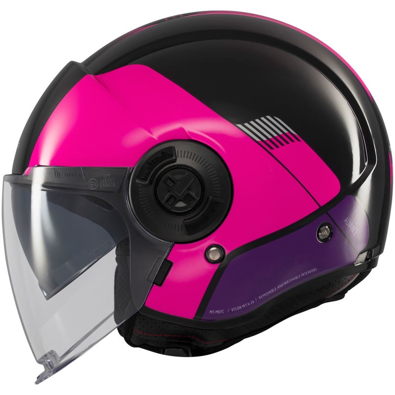 Kask motocyklowy otwarty MT Viale SV S Advance czarno-różowy