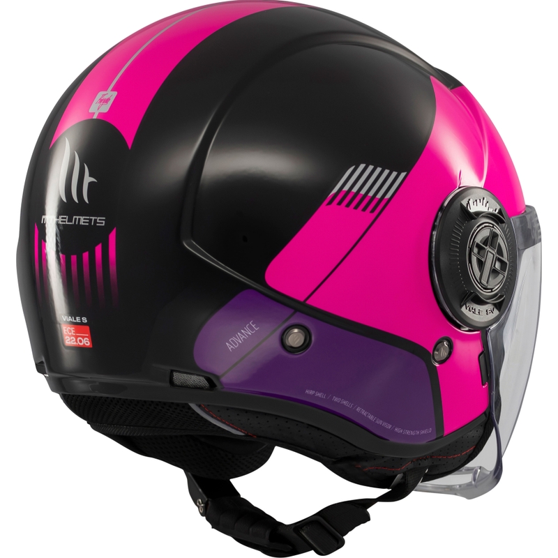 Kask motocyklowy otwarty MT Viale SV S Advance czarno-różowy