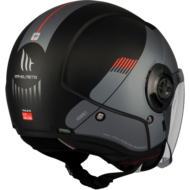 Kask motocyklowy otwarty MT Viale SV S Advance matowy czarno-szary