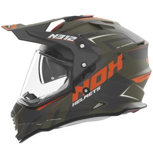 Kask motocyklowy Enduro NOX N312 Vapor matowy khaki-pomarańczowy