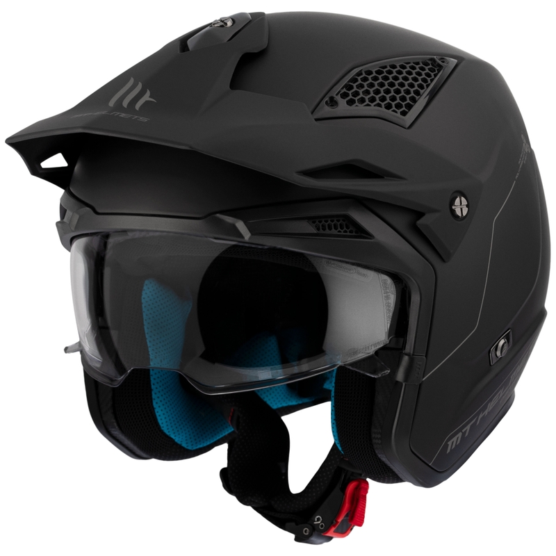 Kask motocyklowy otwarty MT District SV Solid Trial Matte Black