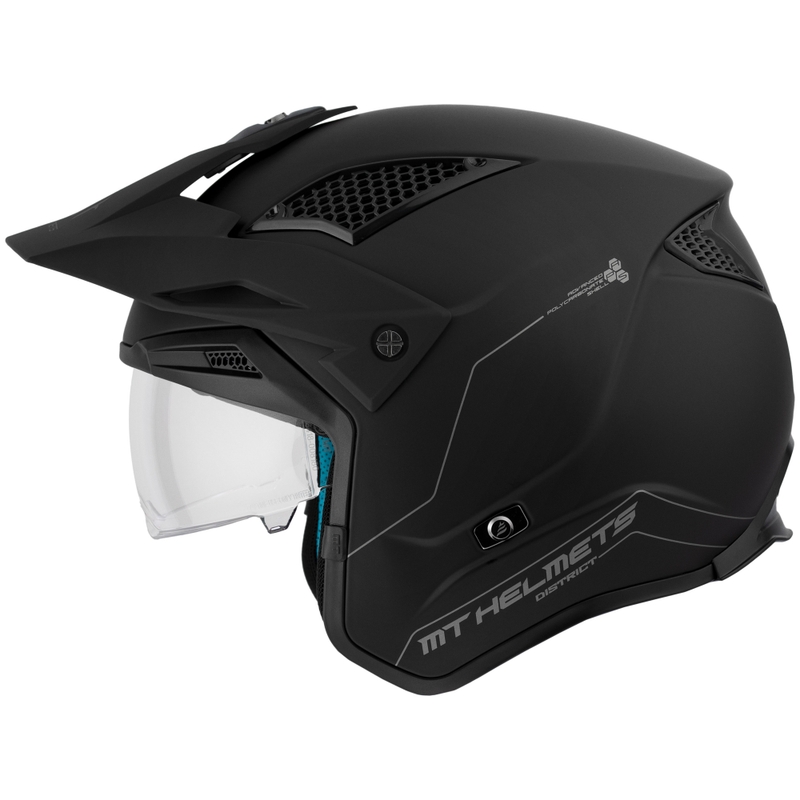 Kask motocyklowy otwarty MT District SV Solid Trial Matte Black