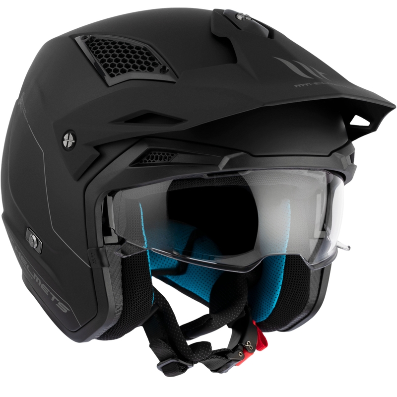 Kask motocyklowy otwarty MT District SV Solid Trial Matte Black