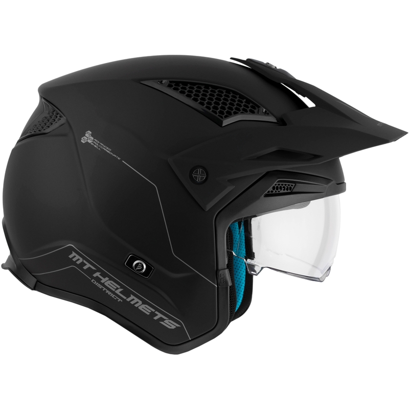 Kask motocyklowy otwarty MT District SV Solid Trial Matte Black
