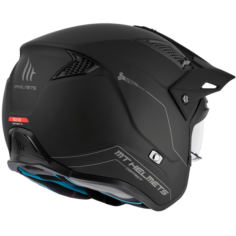 Kask motocyklowy otwarty MT District SV Solid Trial Matte Black