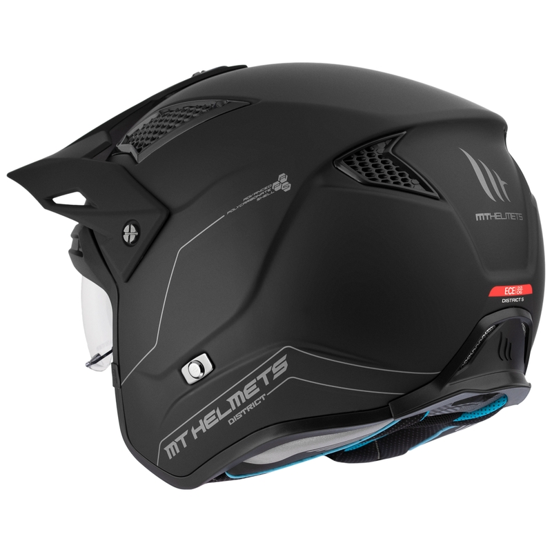 Kask motocyklowy otwarty MT District SV Solid Trial Matte Black