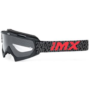 Gogle motocrossowe iMX Mud czarno-szaro-czerwone z przezroczystym pleksiglasem
