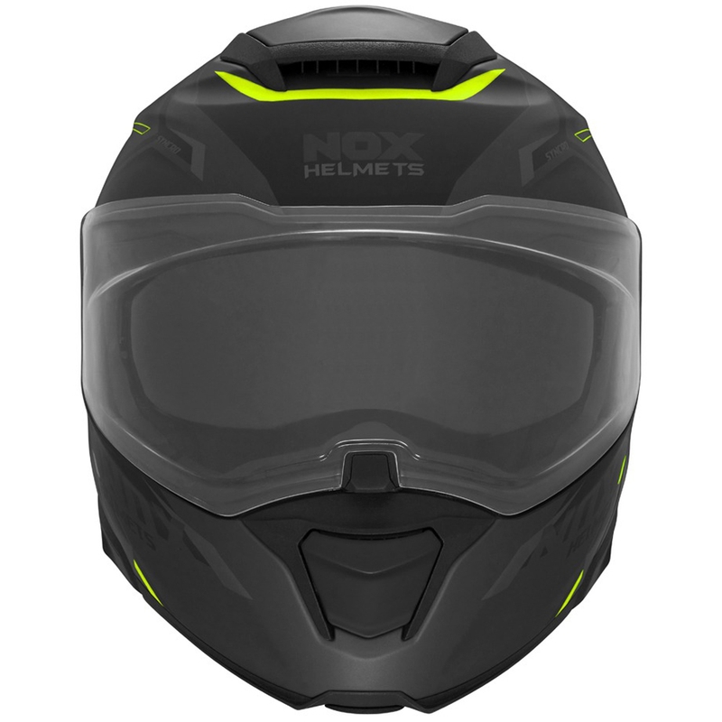 Kask motocyklowy typu flip-up NOX N967 Synchro matowy czarno-fluo żółty