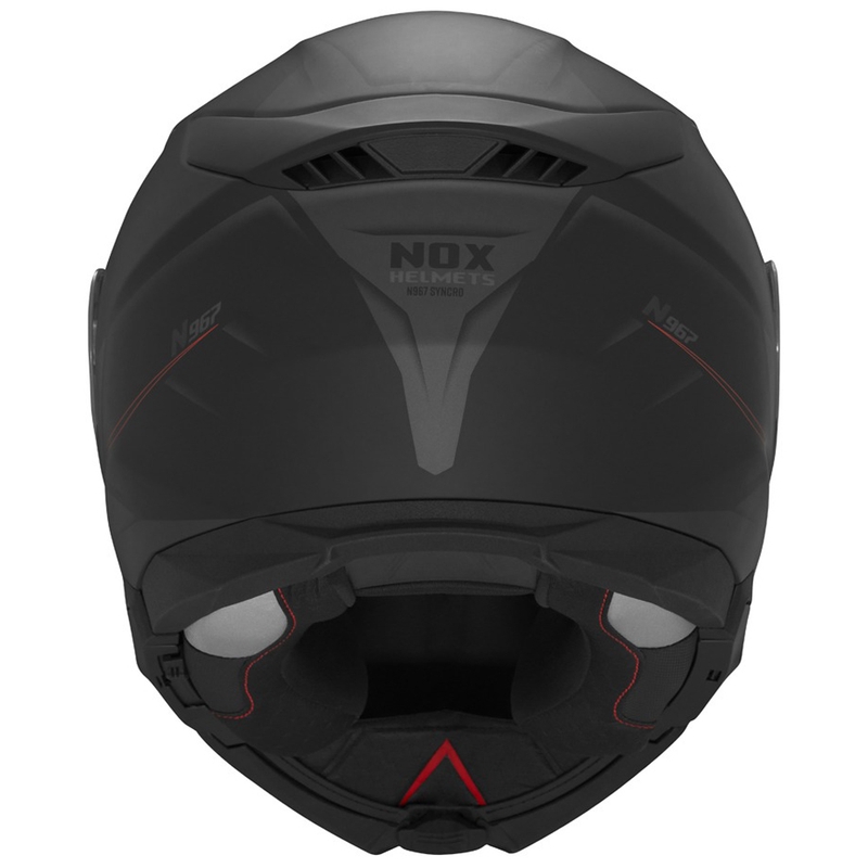 Kask motocyklowy z klapką NOX N967 Synchro matowy czarno-czerwony