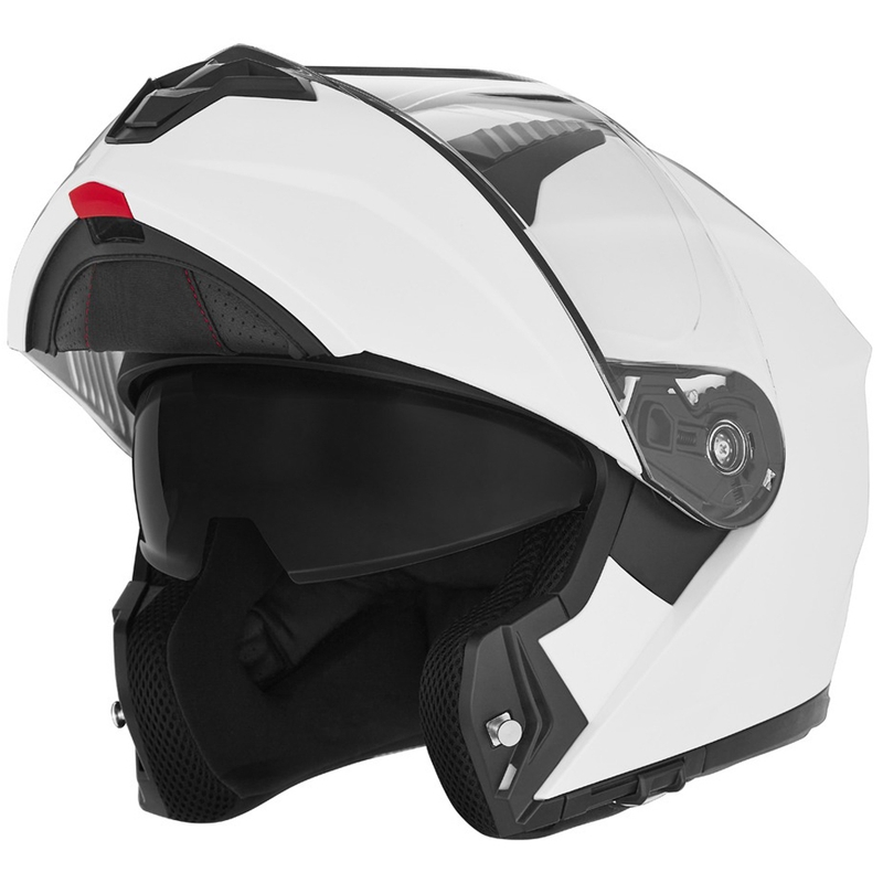 Kask motocyklowy typu flip-up NOX N968 perłowo biały