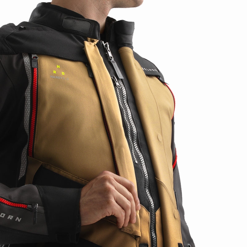 Kurtka motocyklowa Rebelhorn Hardy 3.0 beżowo-szaro-czerwona