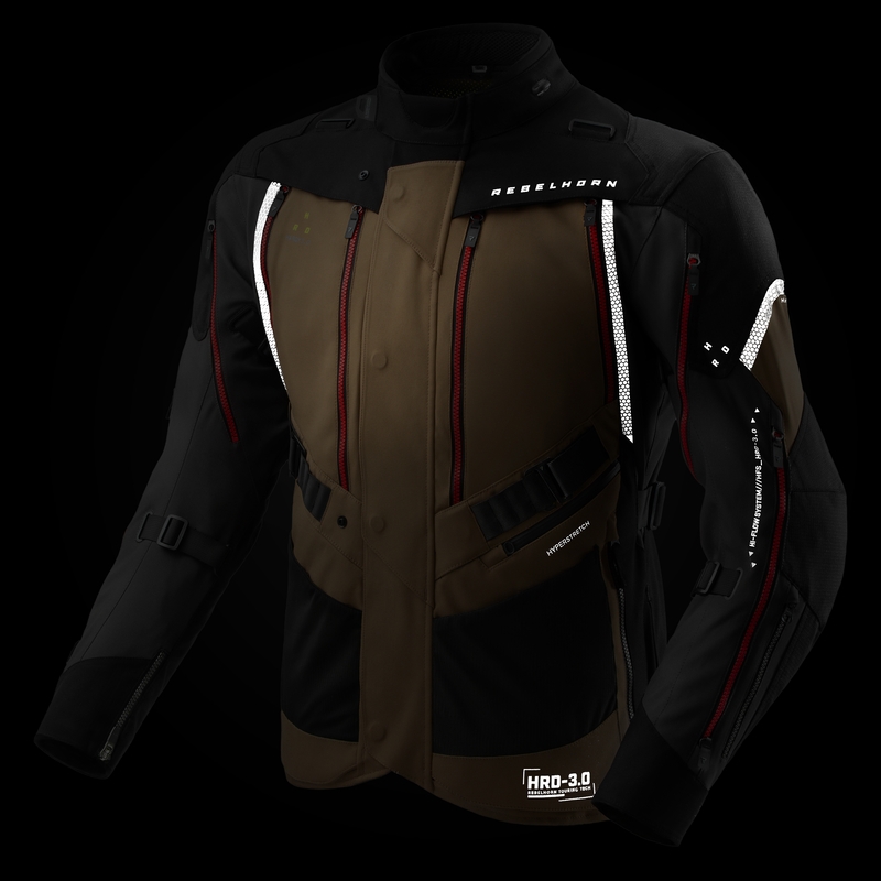 Kurtka motocyklowa Rebelhorn Hardy 3.0 beżowo-szaro-czerwona