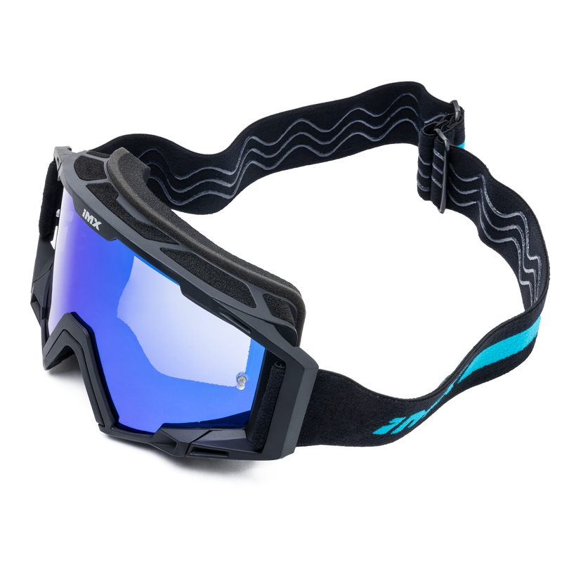 Gogle motocrossowe iMX Sand czarno-niebieskie z niebieskim irydowym pleksiglasem