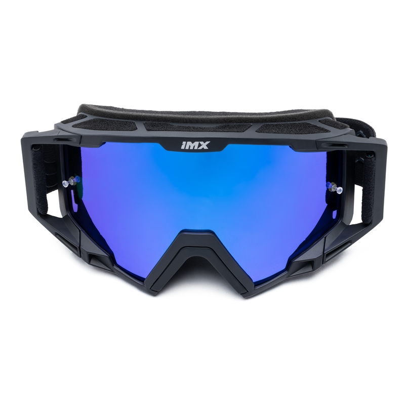 Gogle motocrossowe iMX Sand czarno-niebieskie z niebieskim irydowym pleksiglasem
