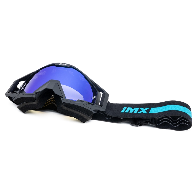 Gogle motocrossowe iMX Sand czarno-niebieskie z niebieskim irydowym pleksiglasem