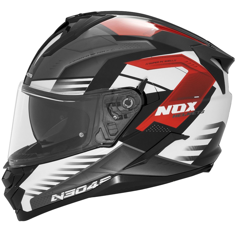 Kask motocyklowy integralny NOX N304S CARVER czarno-biało-czerwony