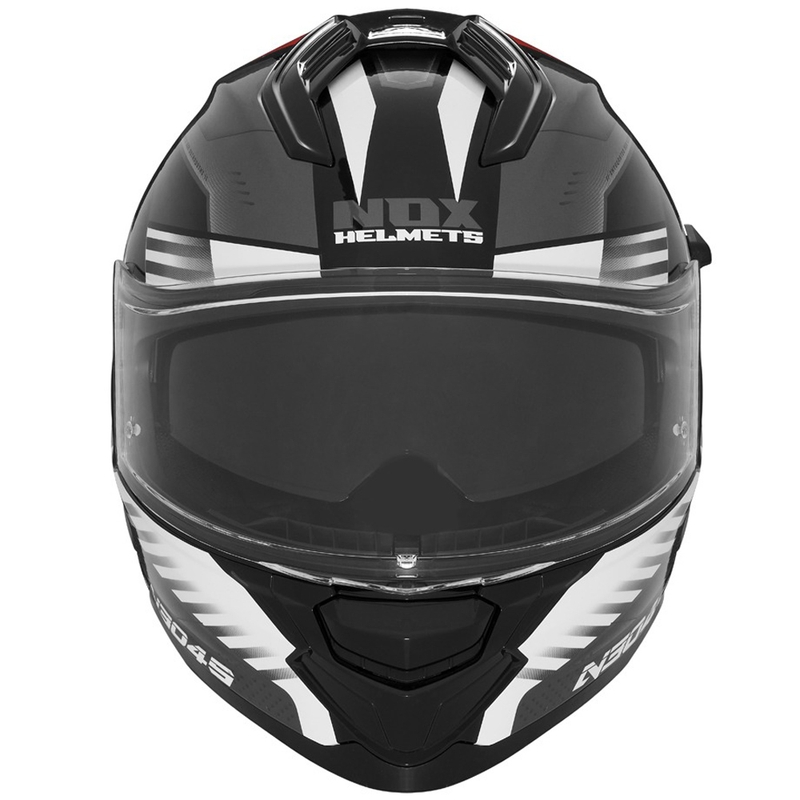 Kask motocyklowy integralny NOX N304S CARVER czarno-biało-czerwony