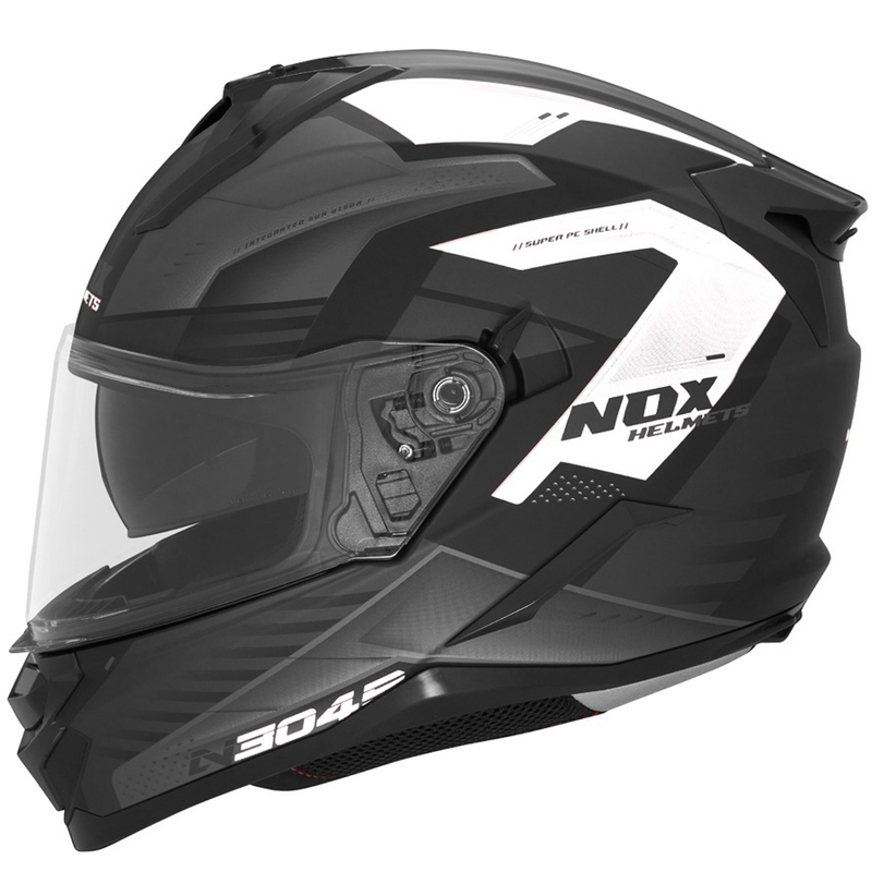 Kask motocyklowy integralny NOX N304S CARVER matowy czarno-biały