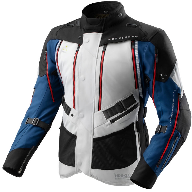 Kurtka motocyklowa Rebelhorn Hardy 3.0 niebiesko-szaro-czerwona