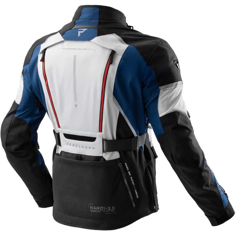 Kurtka motocyklowa Rebelhorn Hardy 3.0 niebiesko-szaro-czerwona