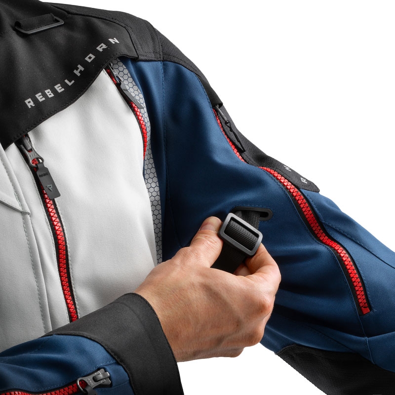 Kurtka motocyklowa Rebelhorn Hardy 3.0 niebiesko-szaro-czerwona