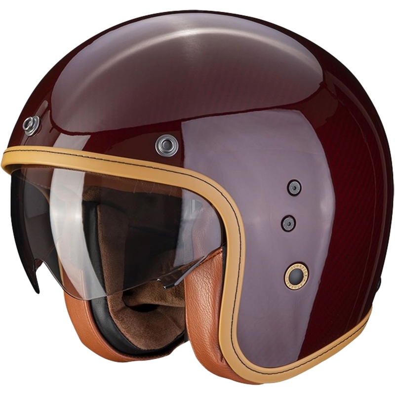 Kask otwarty Scorpion Belfast Evo Carbon czerwony błyszczący