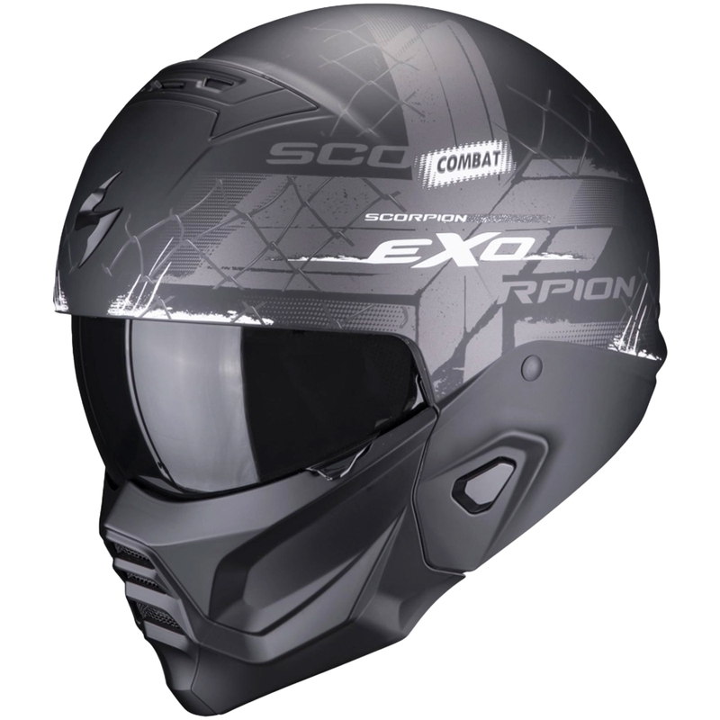 Otwarty hełm z maską Scorpion EXO-COMBAT II Xenon czarno-biały mat