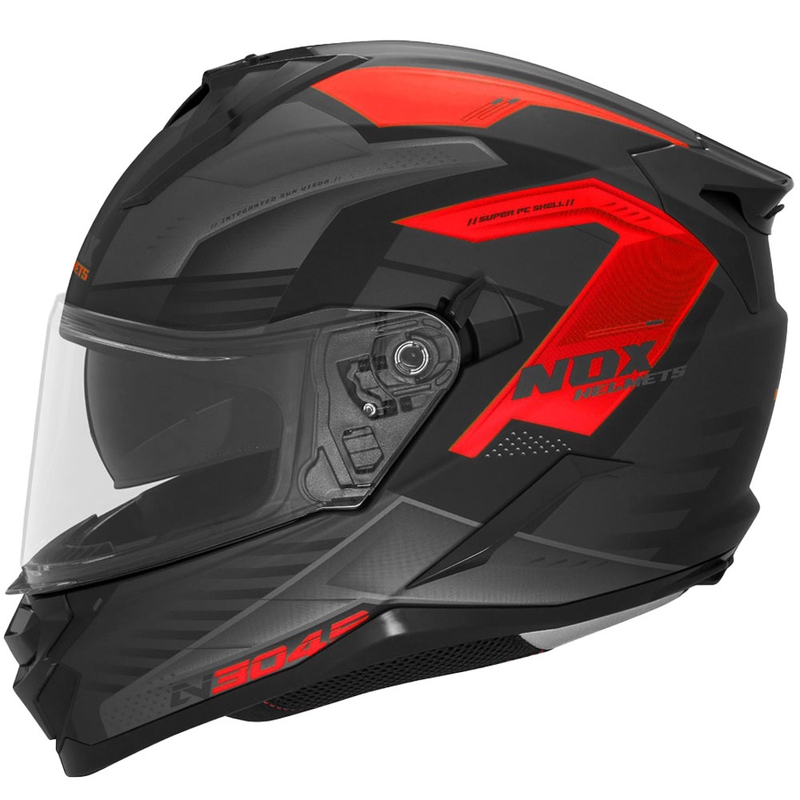 Kask motocyklowy integralny NOX N304S CARVER matowy czarno-czerwony