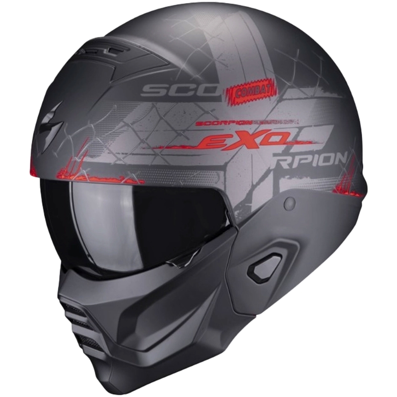 Otwarty hełm z maską motocyklowy Scorpion EXO-COMBAT II Xenon czarno-czerwony mat