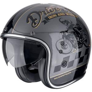 Kask motocyklowy otwarty Scorpion Belfast Evo DRIVE FAST srebrno-czarno-złoty