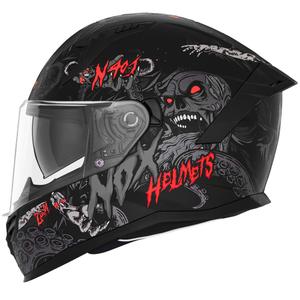 Kask motocyklowy integralny NOX N401 ZUMBI matowy czarno-czerwony