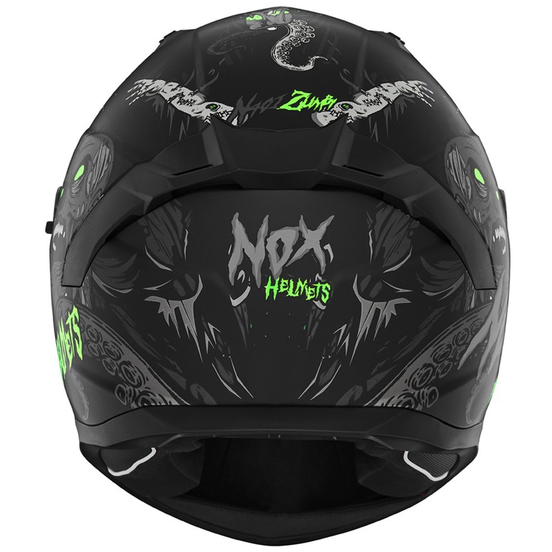 Kask motocyklowy integralny NOX N401 ZUMBI matowy czarny-fluo zielony