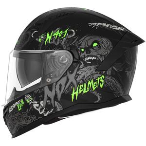 Kask motocyklowy integralny NOX N401 ZUMBI matowy czarny-fluo zielony