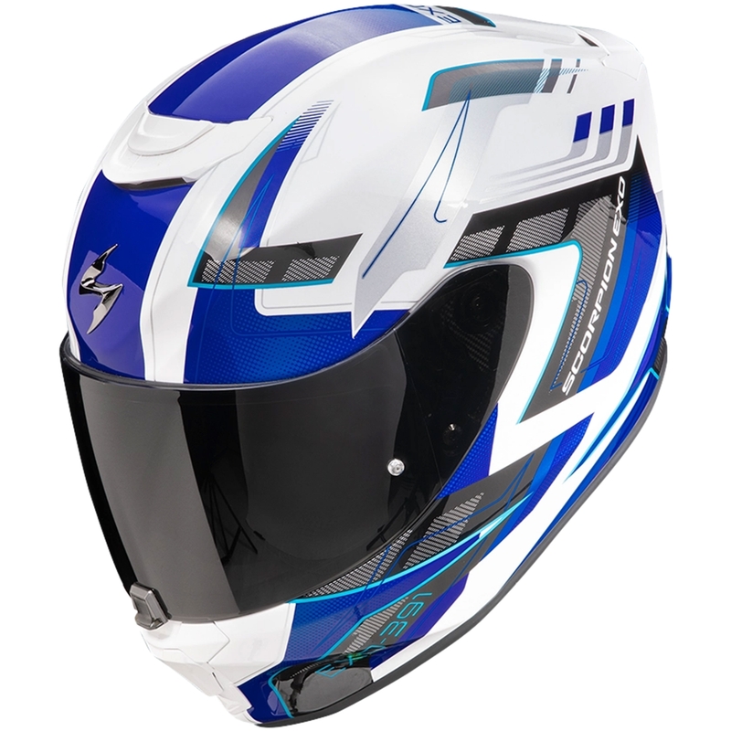 Kask motocyklowy integralny Scorpion EXO-391 CAPTOR biało-niebieski wyprzedaż