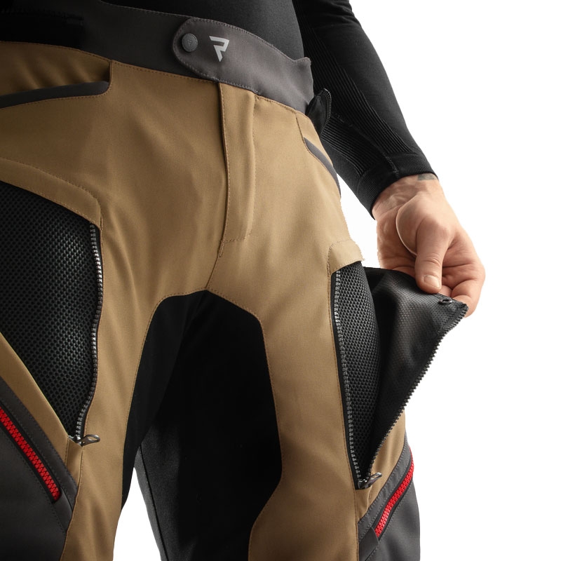 Spodnie motocyklowe Rebelhorn Hardy 3.0 beżowo-szaro-czerwone