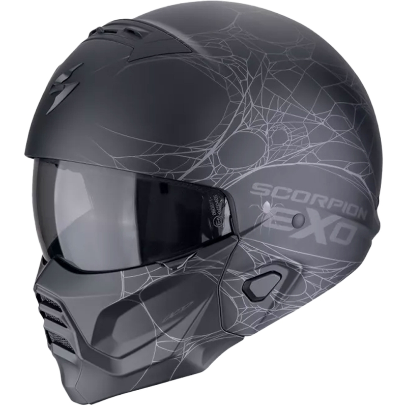 Modułowy kask motocyklowy Scorpion EXO-COMBAT II SPIDERWEB matowo-czarno-srebrny