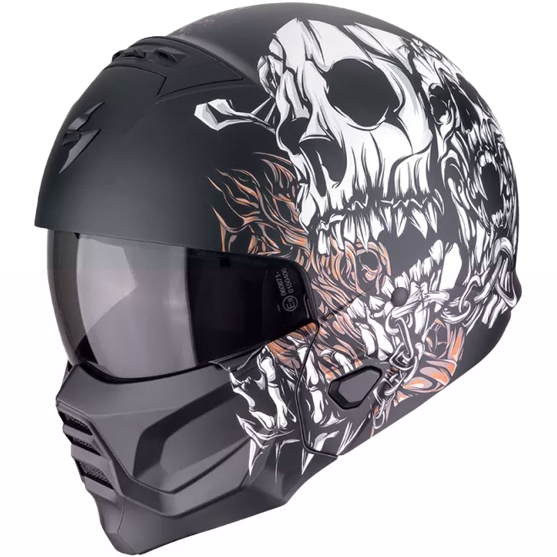 Modułowy kask motocyklowy Scorpion EXO-COMBAT II GENESIS matowy czarno-biało-złoty