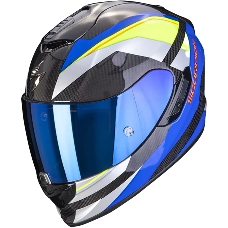 Integralny kask motocyklowy Scorpion Exo-1400 Carbon Air Legione niebiesko-fluo żółty