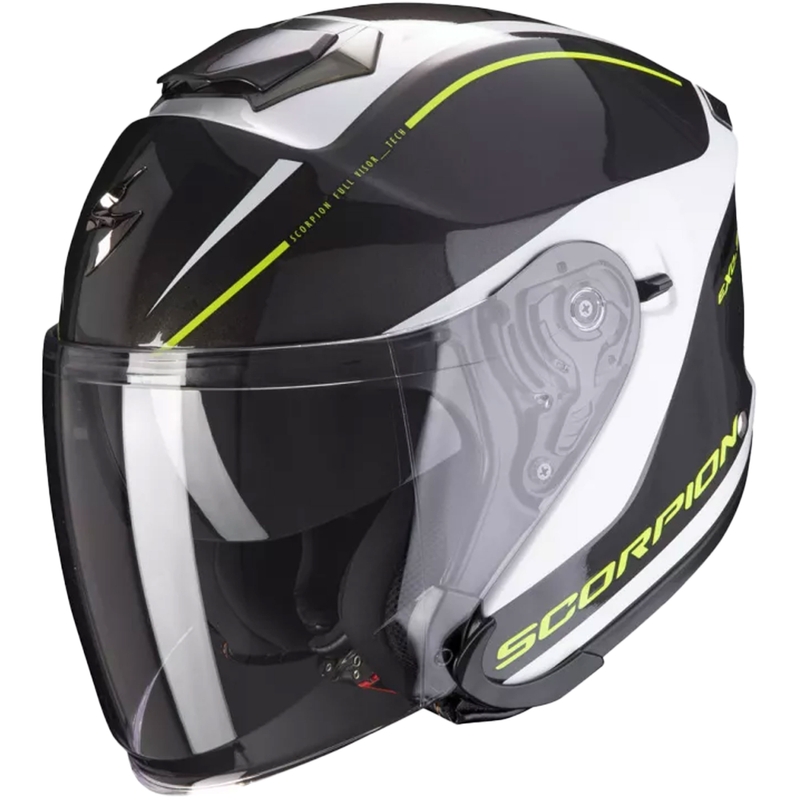 Otwarty kask motocyklowy Scorpion EXO-S1 Shadow czarno-biało-fluo żółty